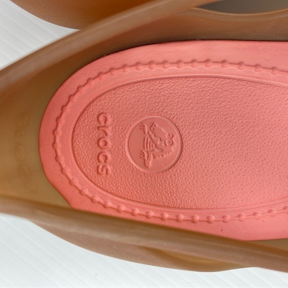 Crocs Rio Flats Ballet Flats Size 7W Pointed Toe Tan and Peach - Picture 8 of 10